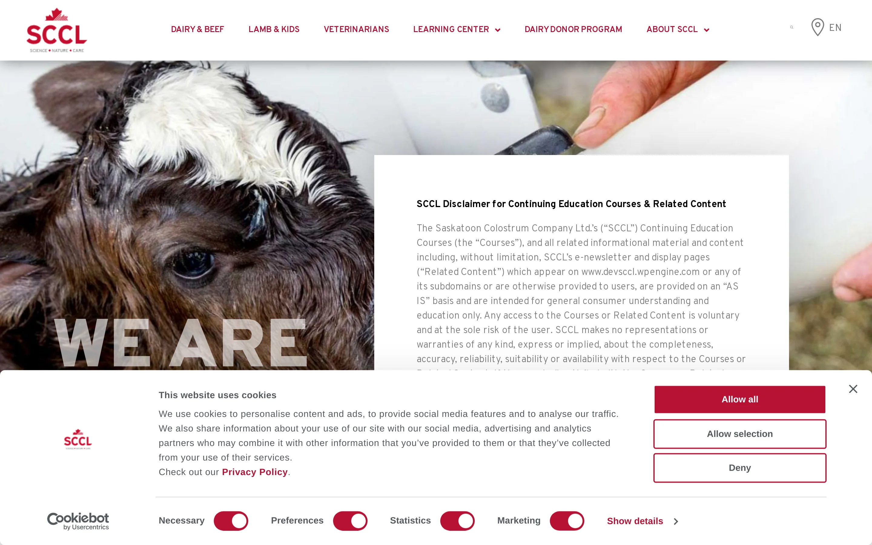 Screenshot of SCCL — Saskatoon Colostrum